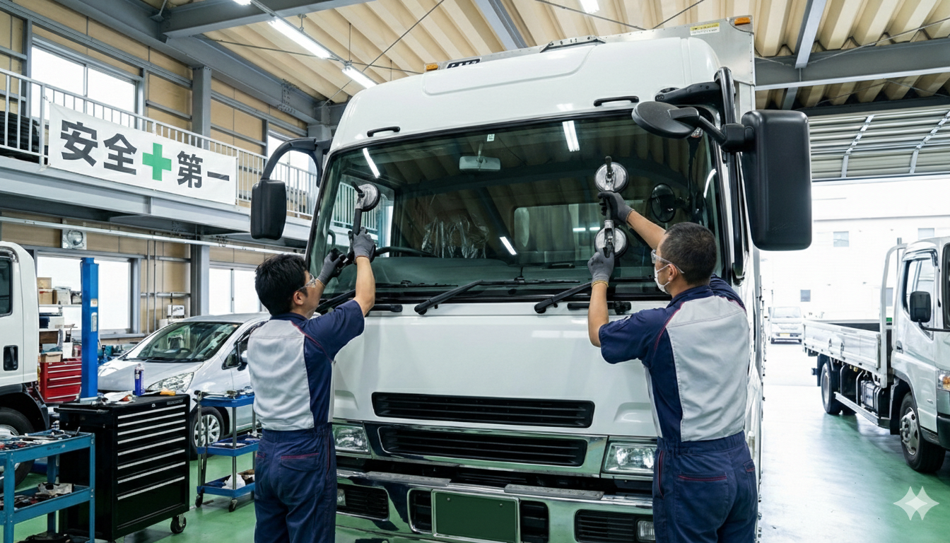 トラックガラス交換・修理